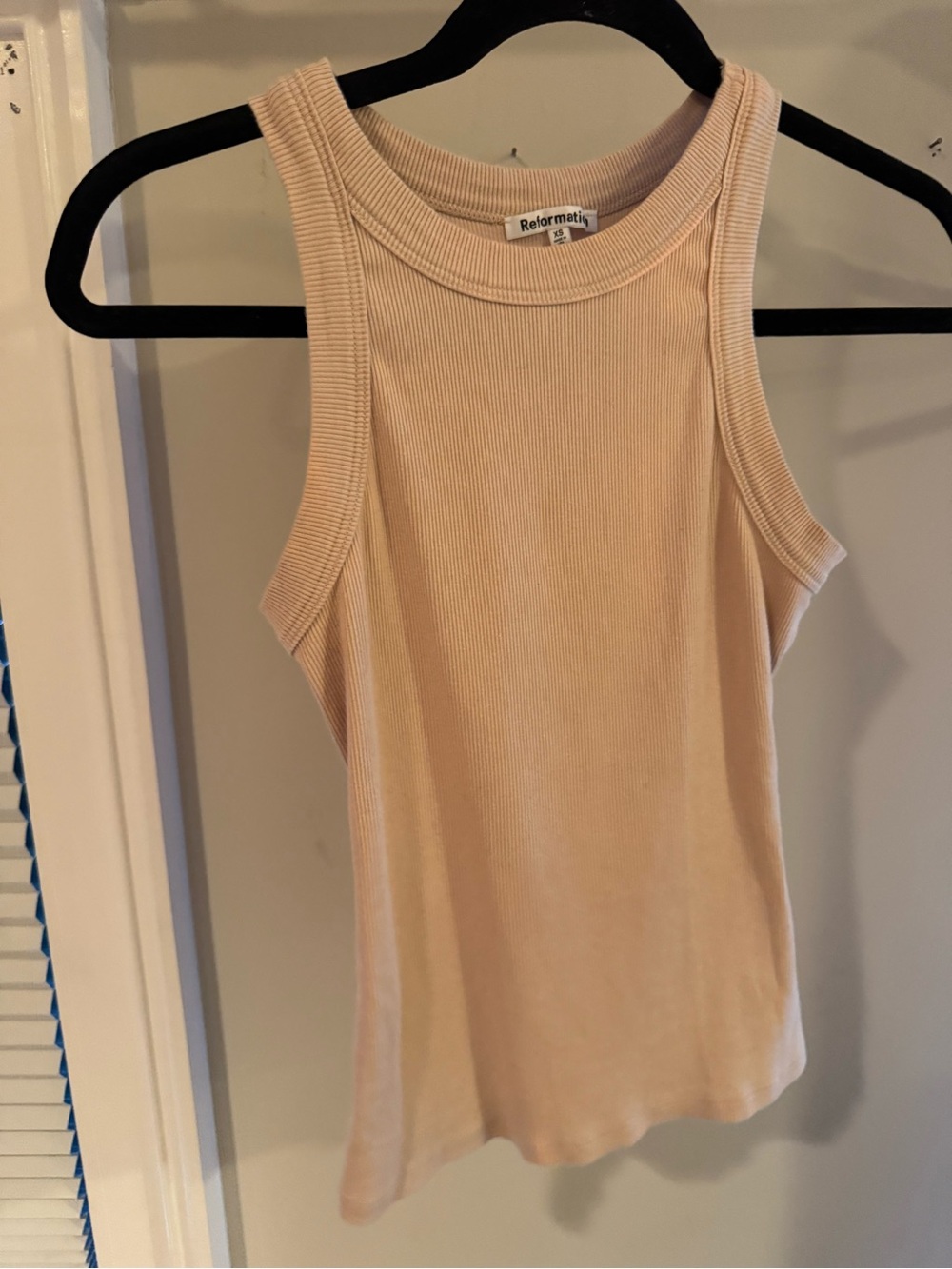 Reformation Beige Ribbed Tasha Tank